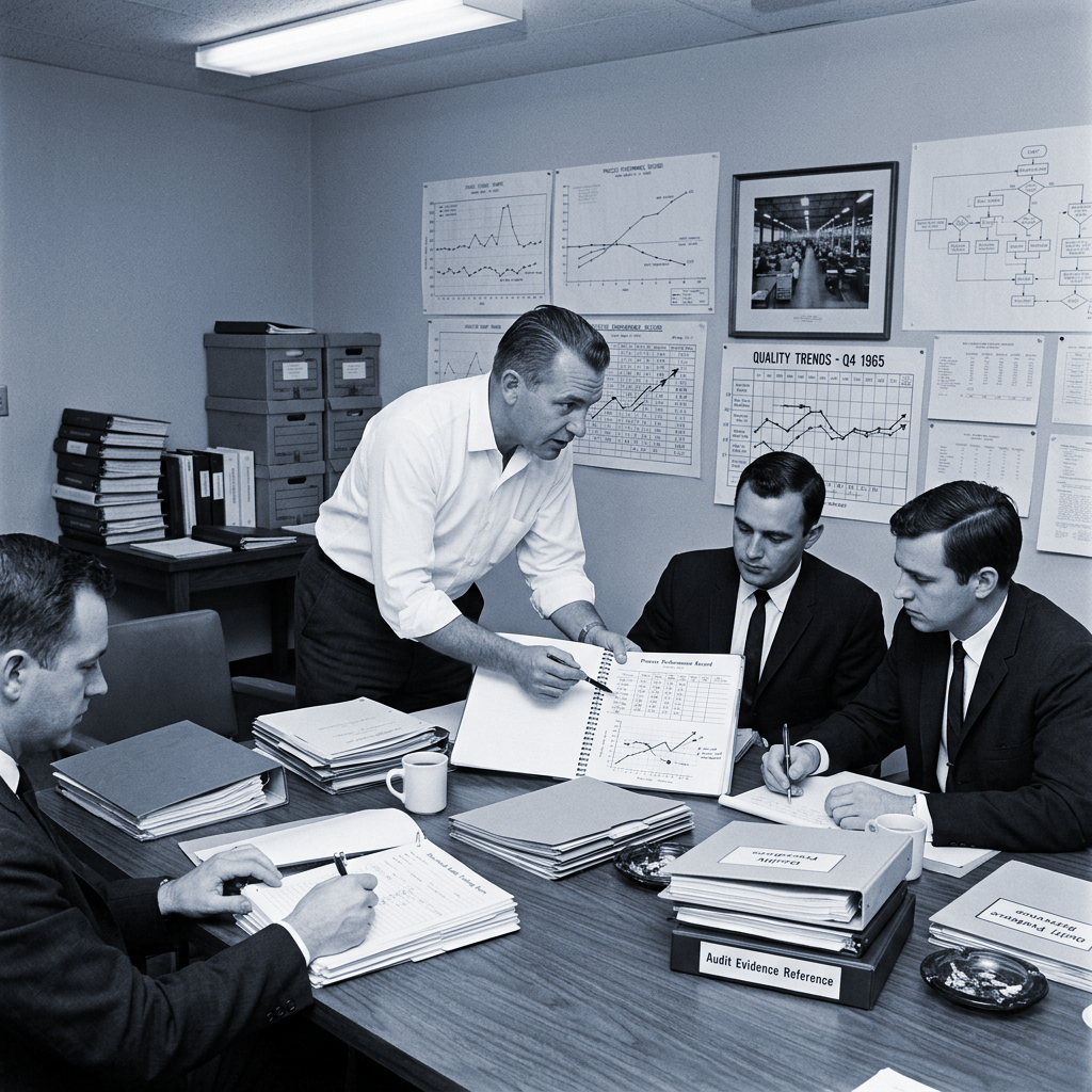 Il team di audit discute gli indicatori del sistema di gestione della qualità