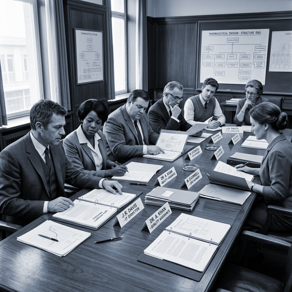 IT governance planning session at a pharmaceutical company