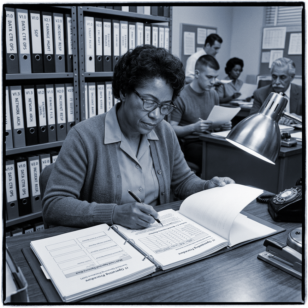 IT process specialist reviews formal SOP document for IT processes
